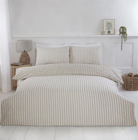Gingham Check Duvet Set with easycare fabric and secure popper closing mechanism on a modern bed