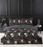 Gothic skulls and crimson roses duvet set featuring spider web designs and reversible fabric