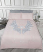 Luxurious angel wings duvet set with foil print detail in contemporary bedroom decor