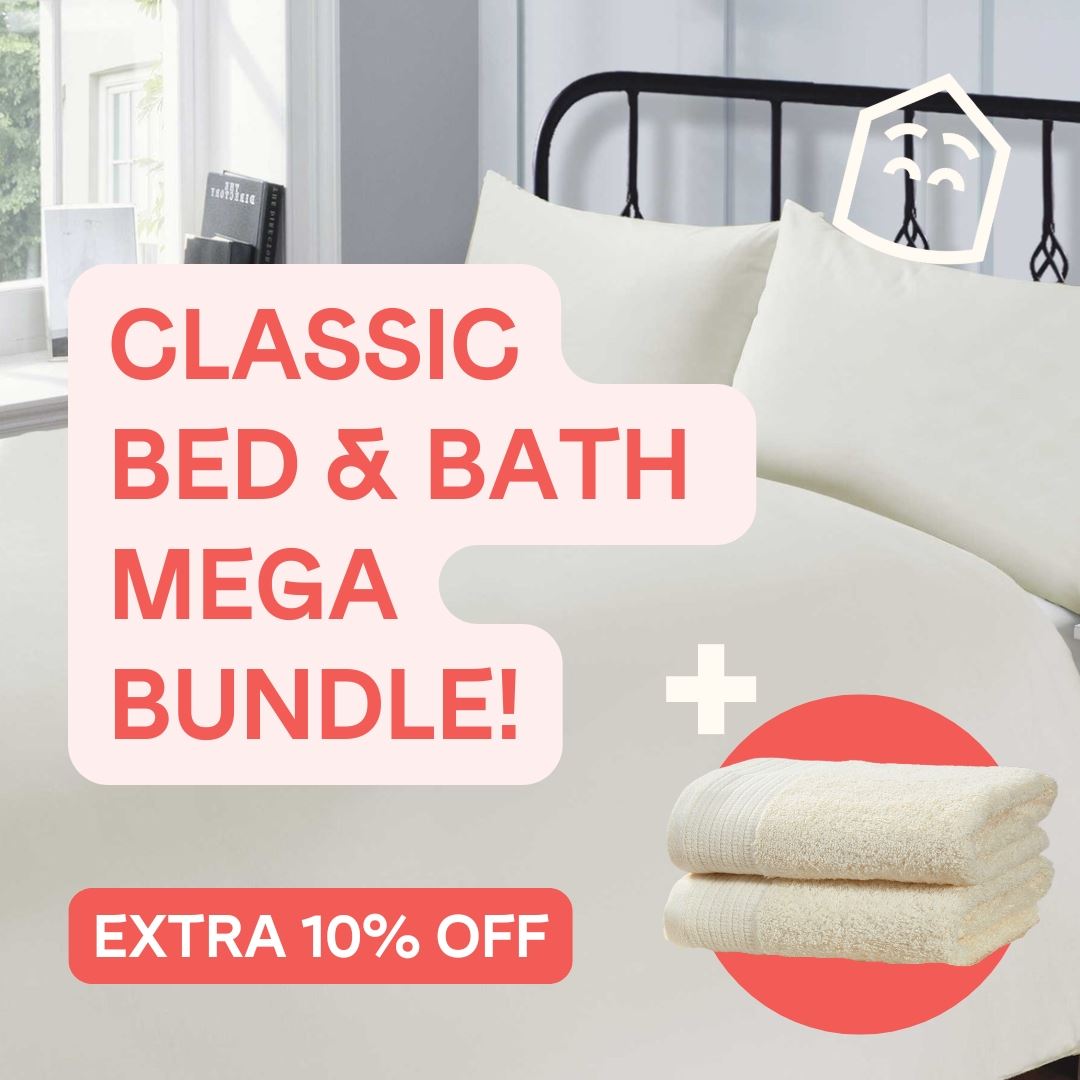 Pair of matching pillowcases made from soft 200 Threadcount 100% cotton fabric, designed to complement the quilt cover in the Classic Mega Bundle