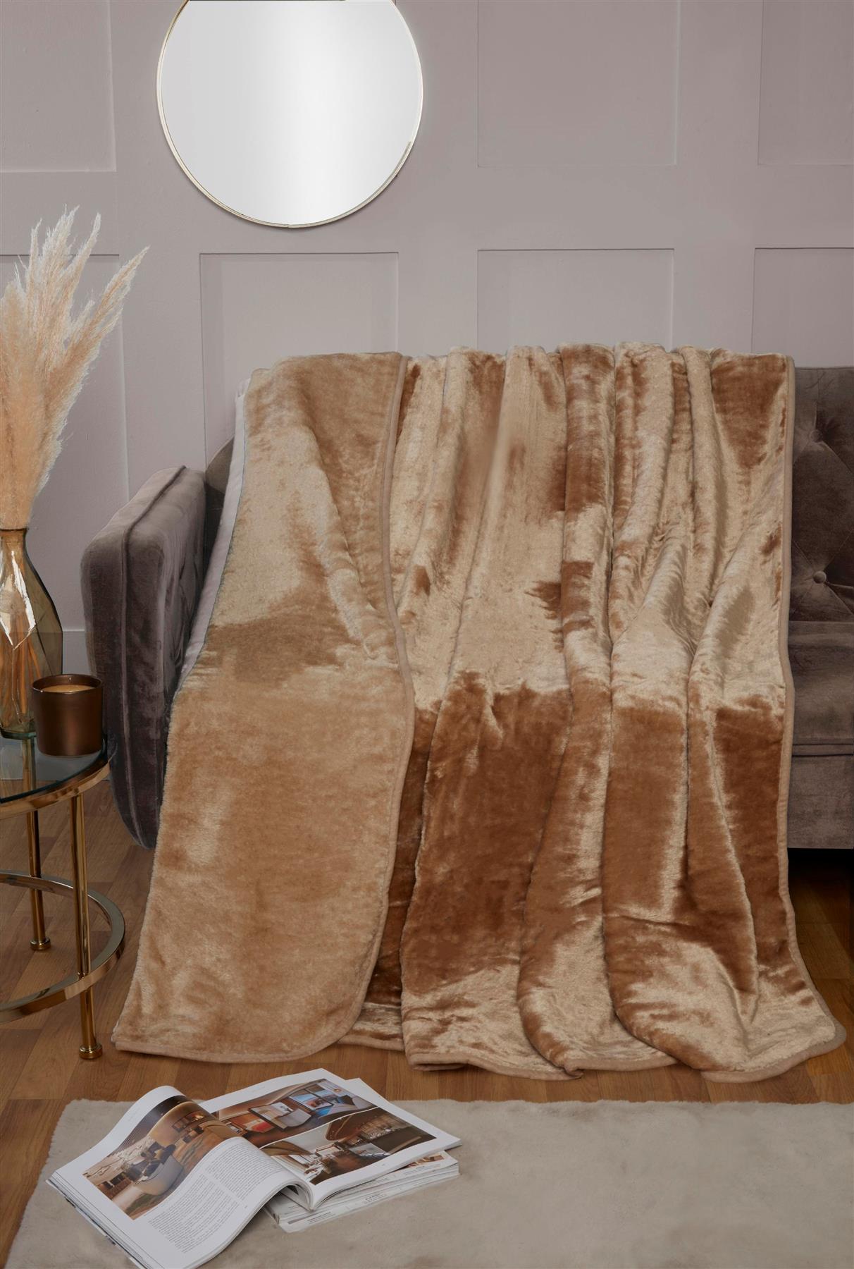 Luxurious dyed mink throw blanket with soft, plush texture and vibrant color for cozy comfort