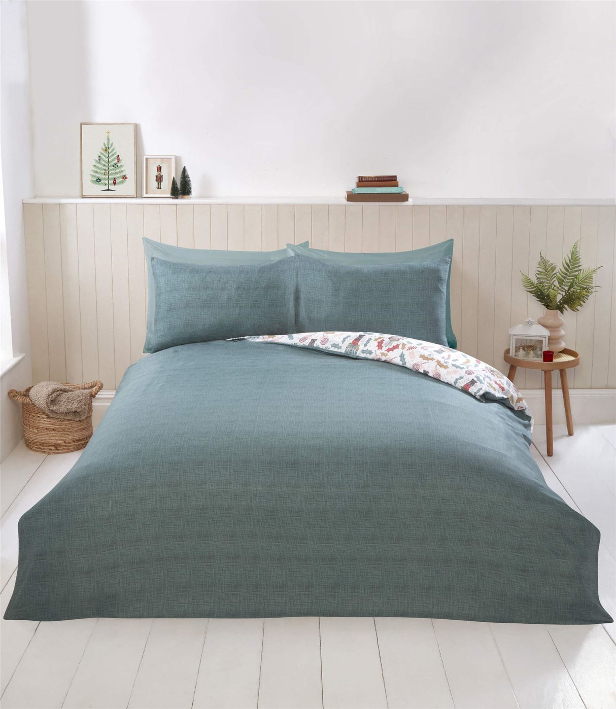 Whimsical Nutcracker duvet set featuring cheerful characters and a bright, festive pattern perfect for Christmas décor