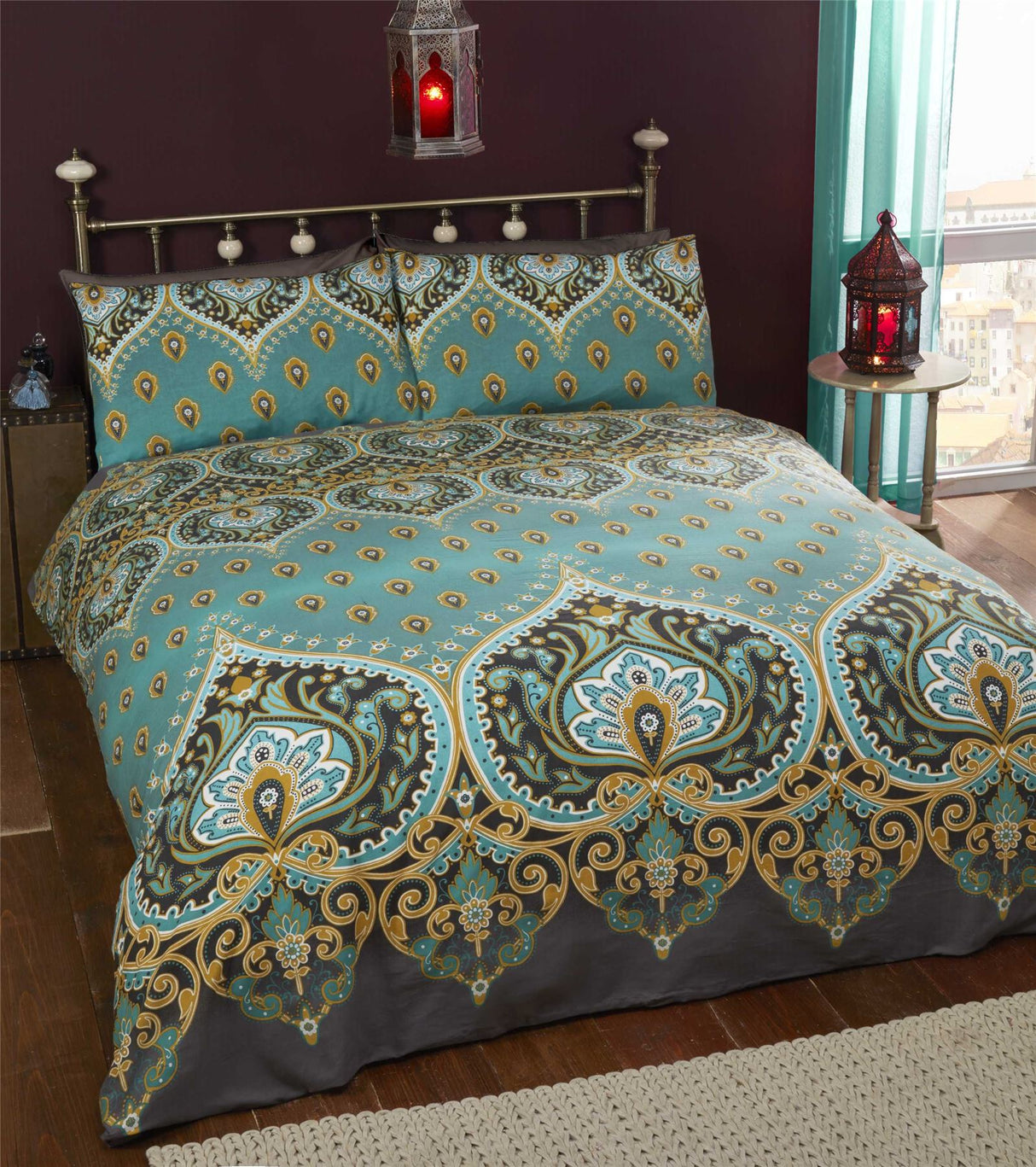 Beautiful Asha Duvet Set showcasing vibrant Indian-inspired printed design with matching pillowcases