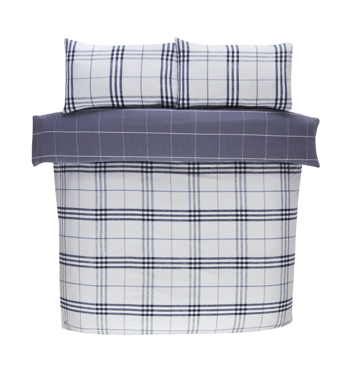 Elegant bedroom scene with Harris Check Duvet Set in grey, highlighting its cosy and durable design