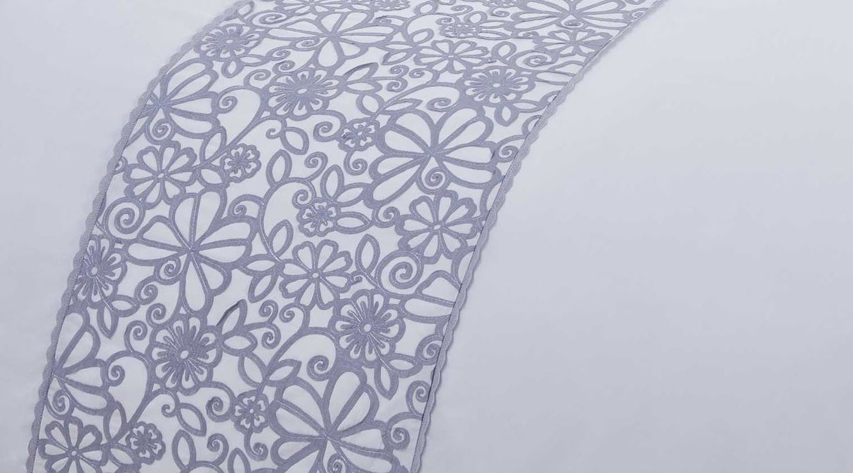 Detailed image of the button closure mechanism on the butterfly duvet cover