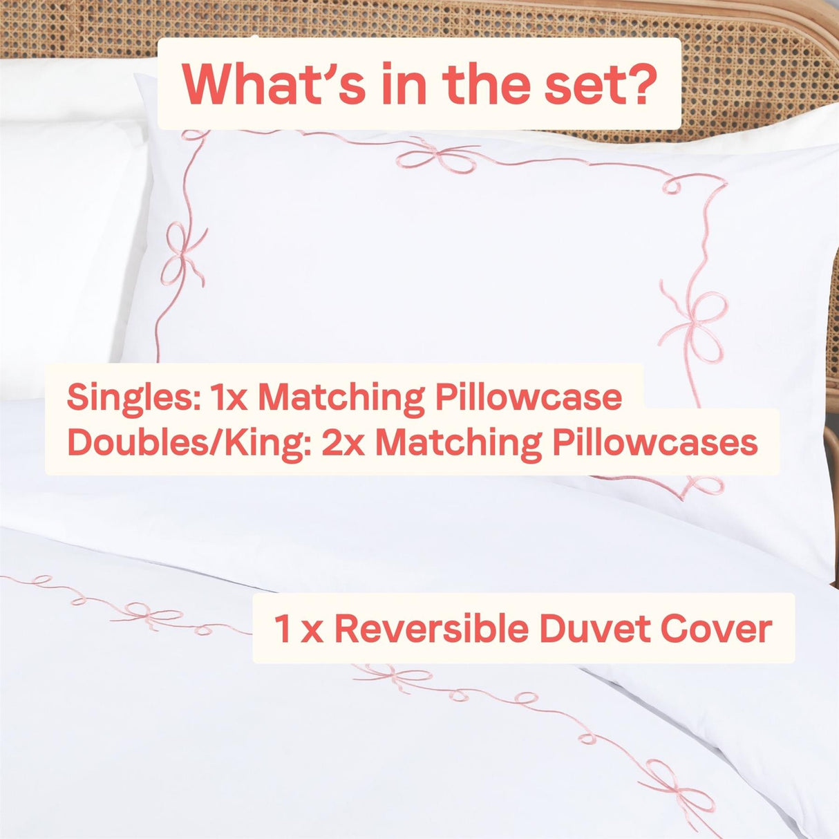 Embroidered Bows Duvet Set