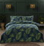 Luxurious Palma Duvet Set featuring tropical green palm leaf design on navy background, made from soft 180 thread count microfibre for a cosy, non-iron sleep experience