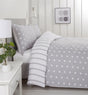 Classic polka dot pattern and soothing white and color stripe combination