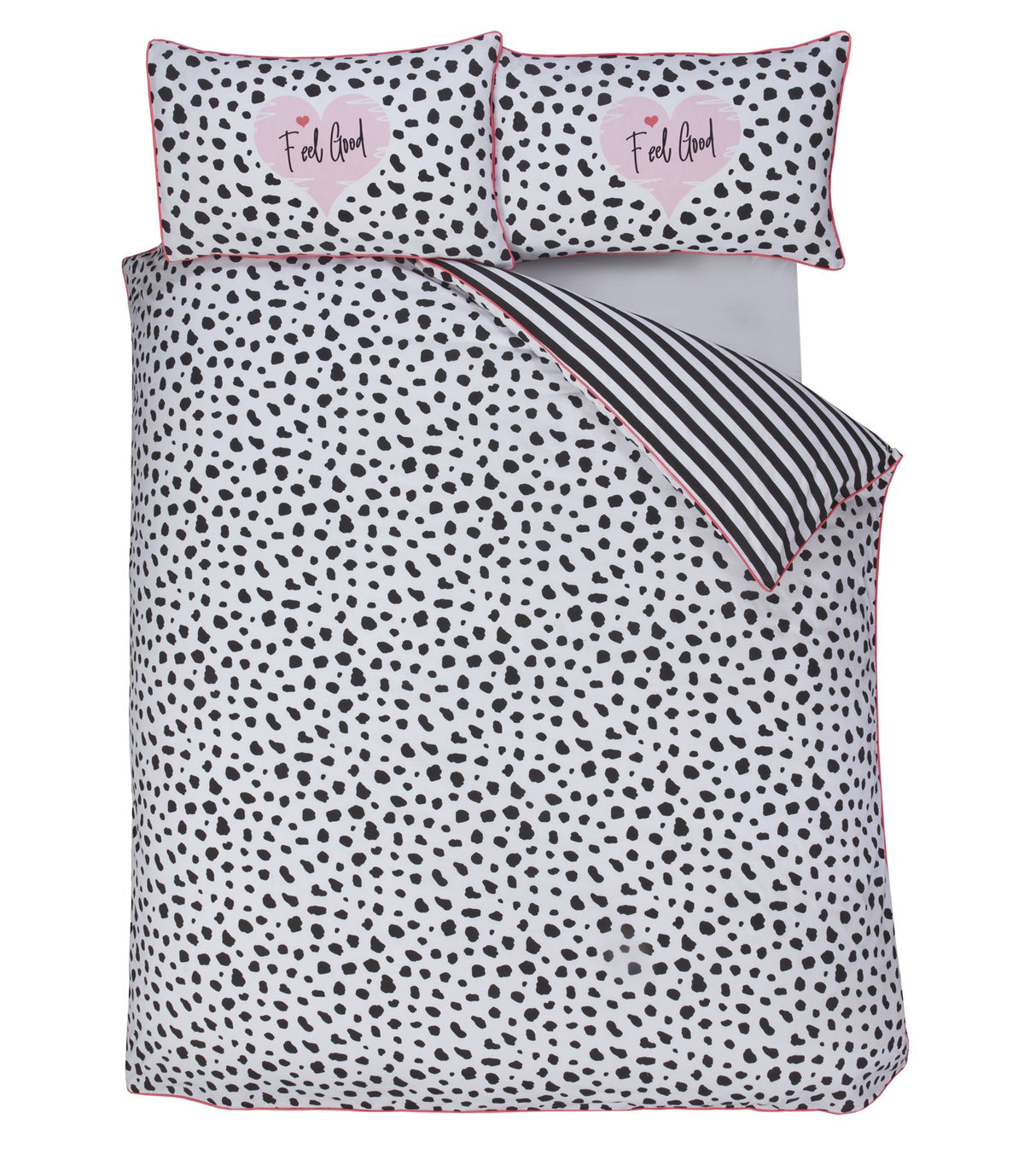 Contemporary dalmation duvet cover with easycare fabric and popper closure in various sizes