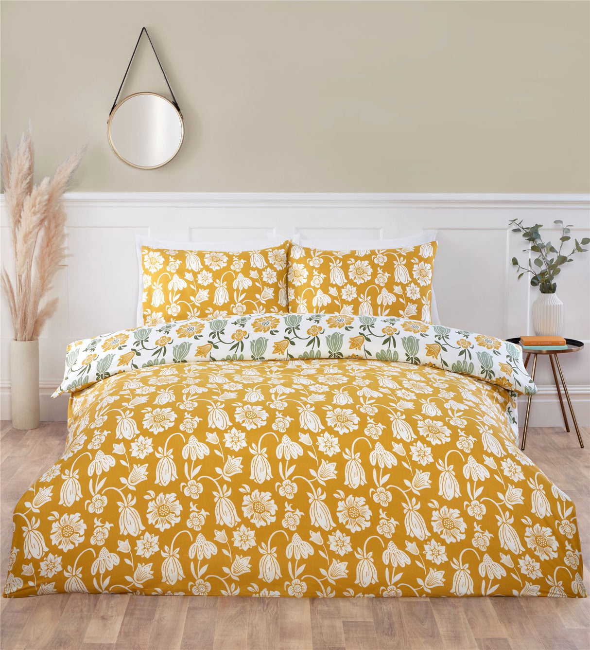 Beautiful Victorian Bloom duvet cover with charming floral design in pastel shades and a matching soft blue reverse, ideal for adding elegance