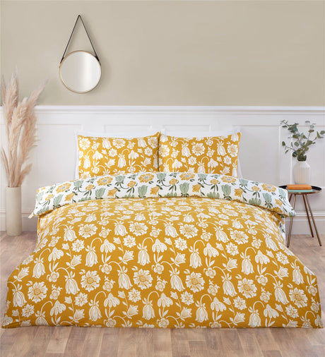 Beautiful Victorian Bloom duvet cover with charming floral design in pastel shades and a matching soft blue reverse, ideal for adding elegance