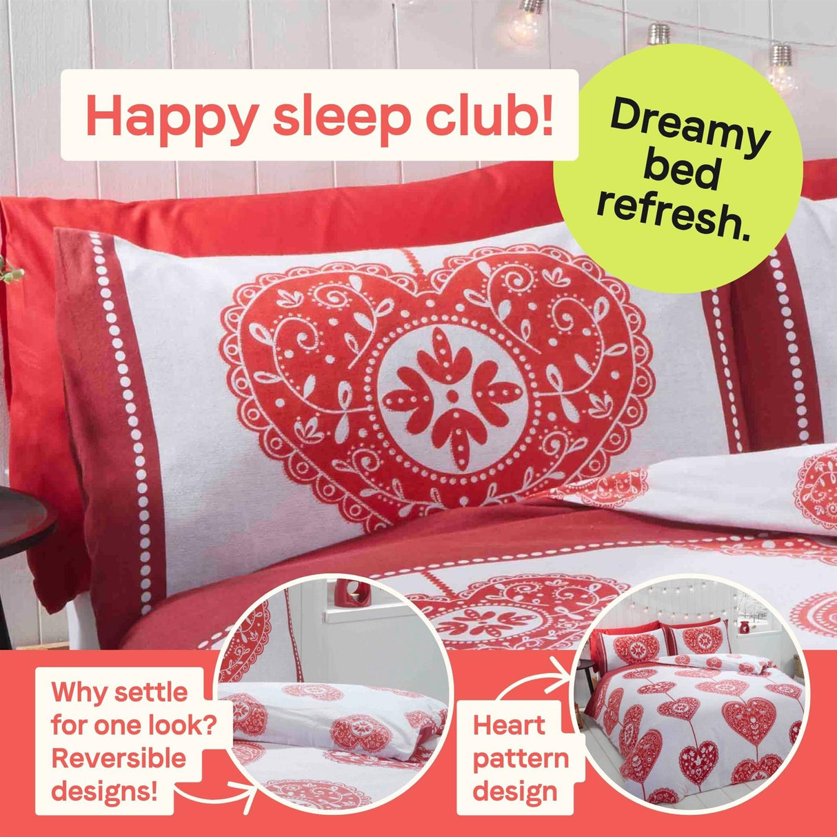 Scandi Heart Brushed Cotton Duvet Set