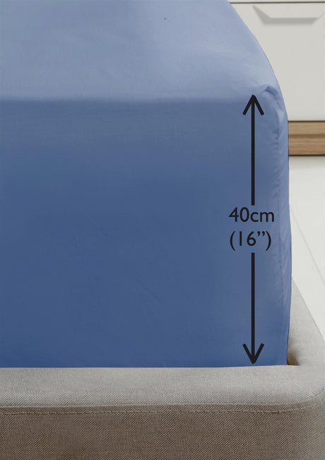 A 16-inch fitted sheet from Happy Home Essentials designed for comfortable, snug bed fitting