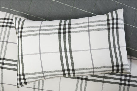 Detailed shot of Harris Check Duvet Set in denim colour, emphasising its soft, breathable microfibre material