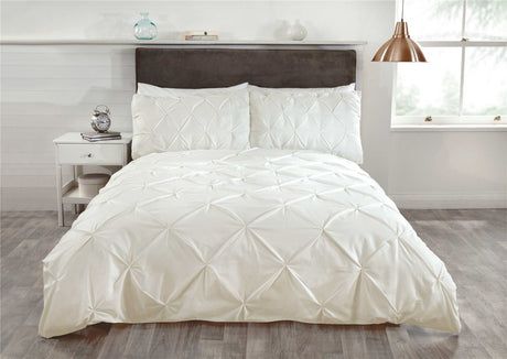Intricate pin-tuck stitched Balmoral Duvet Set in neutral tones