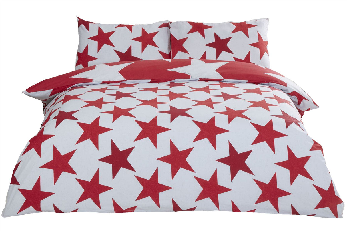 Complete bedding set with star-themed design, suitable for all ages, featuring a practical popper closing mechanism