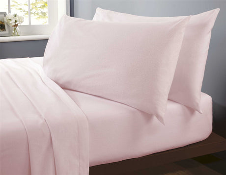 Single size Happy Home Budget Sheet Set comprising fitted sheet, flat sheet, and pillowcase in a soothing colour option