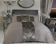 Luxurious Imogen Duvet Set featuring velvet damask devore in soft mink colour