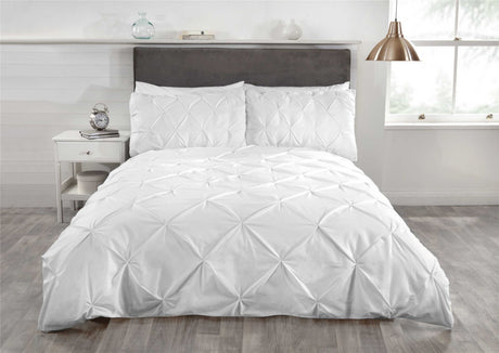 Versatile bedding set showcasing all-over pin-tuck design and button closure