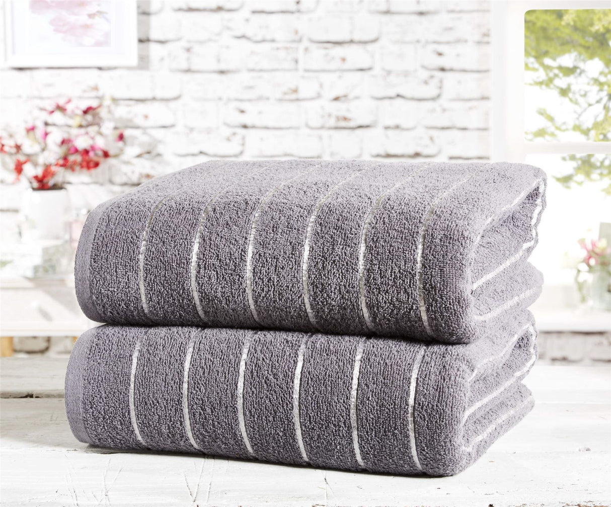 Luxurious Sandringham bath sheet with sophisticated striped design and metallic detailing