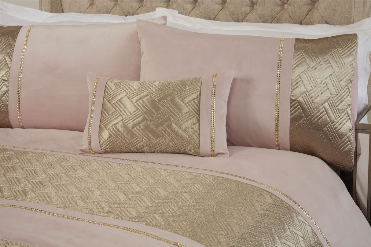 Luxurious Capri duvet cover featuring diamante sparkle accents and gold band detail
