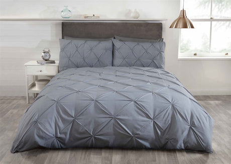 Elegant Balmoral duvet cover with matching pillowcases featuring detailed stitching pattern