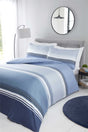 Luxurious Chicago striped duvet set in calming blue colour with matching pillowcase