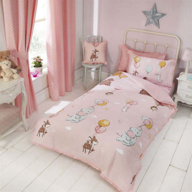 Polka dot fitted sheet titled Float Away Fitted Sheet designed to coordinate with the best selling Float Away duvet set, perfect as a stand-alone decorative bedding accessory
