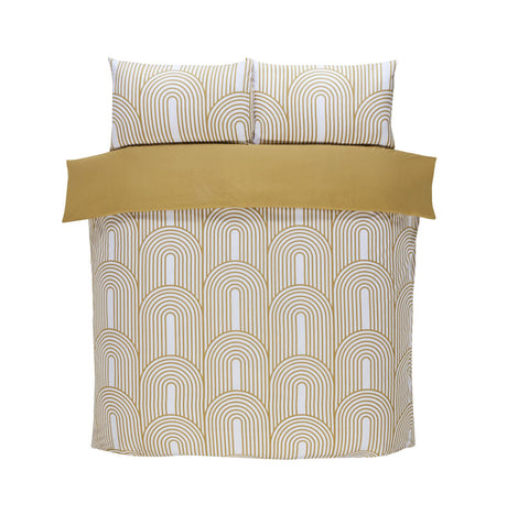 King size Arches Duvet Set in blue, featuring a bold geometric pattern and soft, easycare fabric
