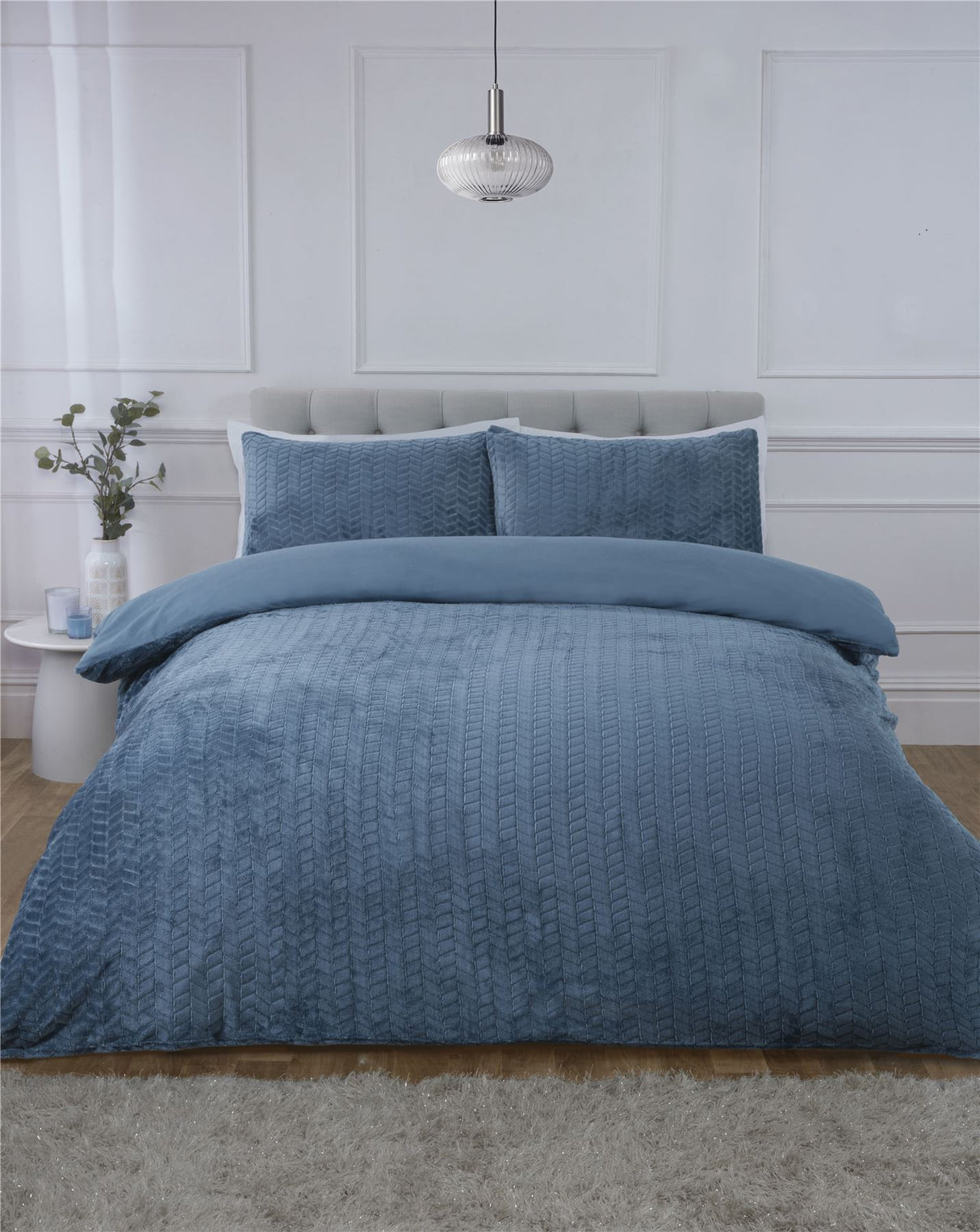 Chevron Faux Fur Duvet Set