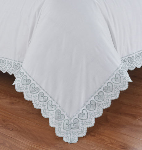 Luxurious Elise Duvet Set with timeless embroidery and lace accents, adding a touch of elegance and charm to your sleeping space