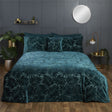Luxurious Paloma Duvet Set featuring plush velvet jacquard with emerald green palm leaves