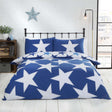 Smaller star pattern on reverse side of duvet set with matching pillowcases in a reversible bedding design