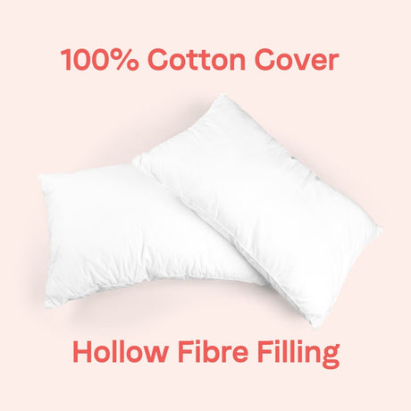 Cotton Pillow Pair in White with Hypoallergenic and Breathable Properties