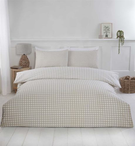 Close-up of the soft, breathable fabric of the Gingham Check Duvet Cover highlighting its quality