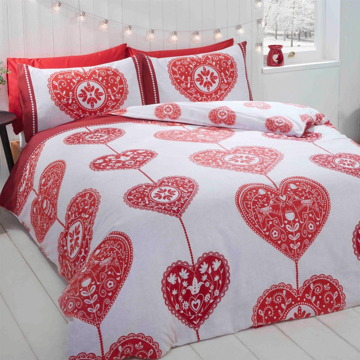 Scandi Heart Brushed Cotton Duvet Set