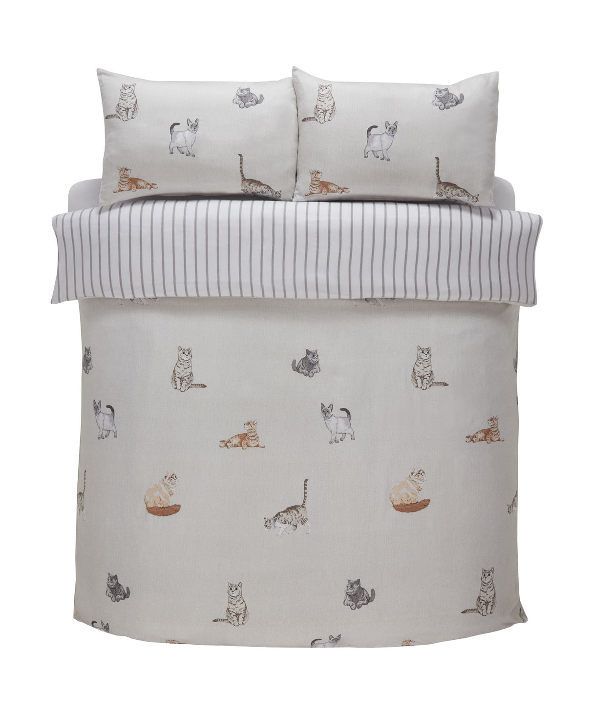 Durable microfibre duvet cover set with non-iron, easycare fabric and matching pillowcases, fully reversible for versatile styling