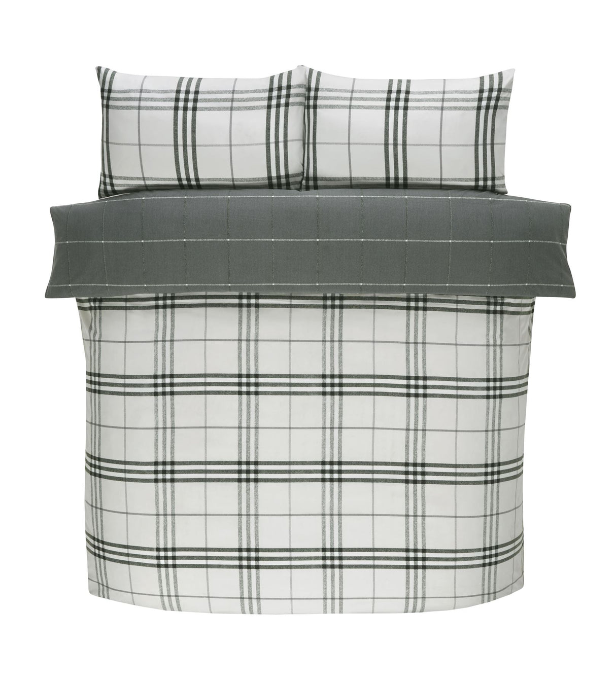 Double-sized Harris Check Duvet Cover displayed with matching pillowcases and easycare features