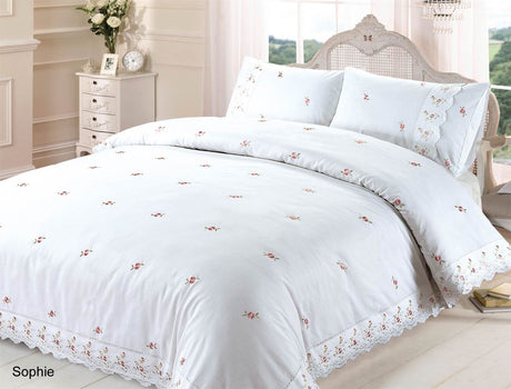 Close-up of button closure on Sophie Duvet Cover showcasing delicate design