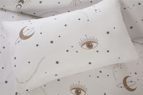 Elegant and minimalist Manifesting Duvet Set with popper closures, perfect for elevating bedroom decor and comfort