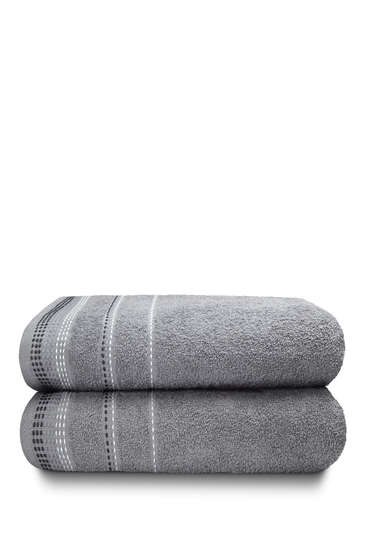 Complete bathroom towel set includes two face cloths of 30x30cm, two hand towels of 50x80cm, and two bath towels of 70x120cm, all with plush softness