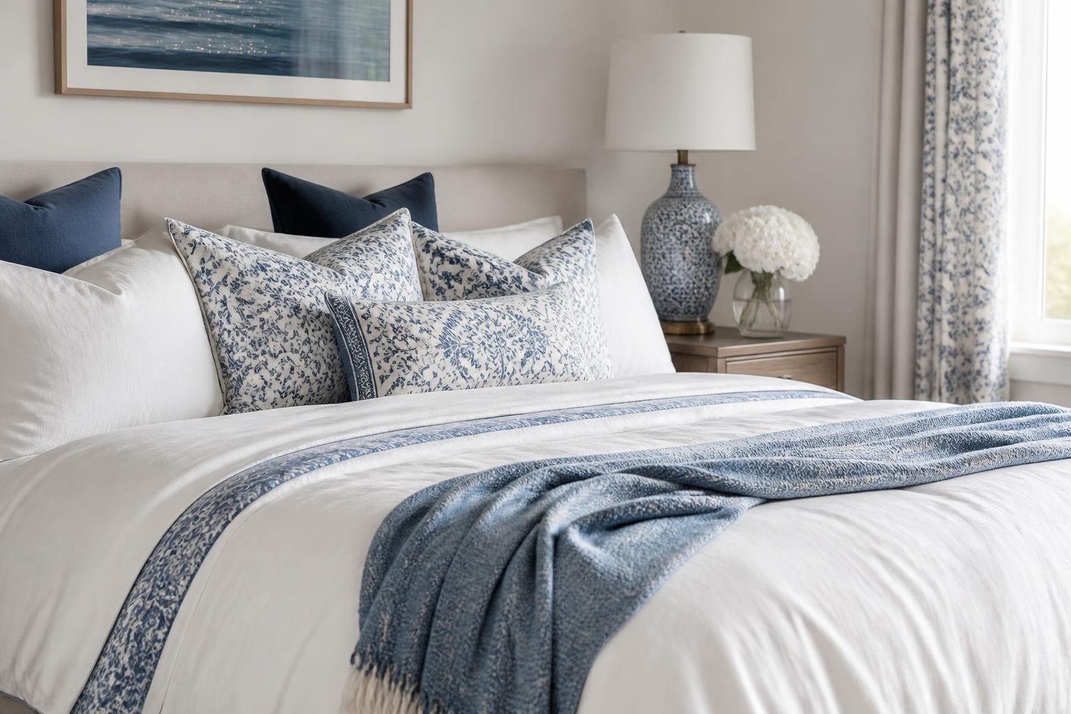 White and blue bed linen: A timeless bedroom refresh