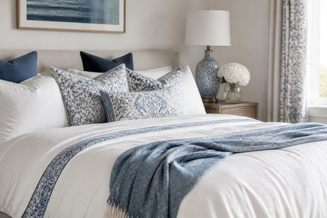 White and blue bed linen: A timeless bedroom refresh