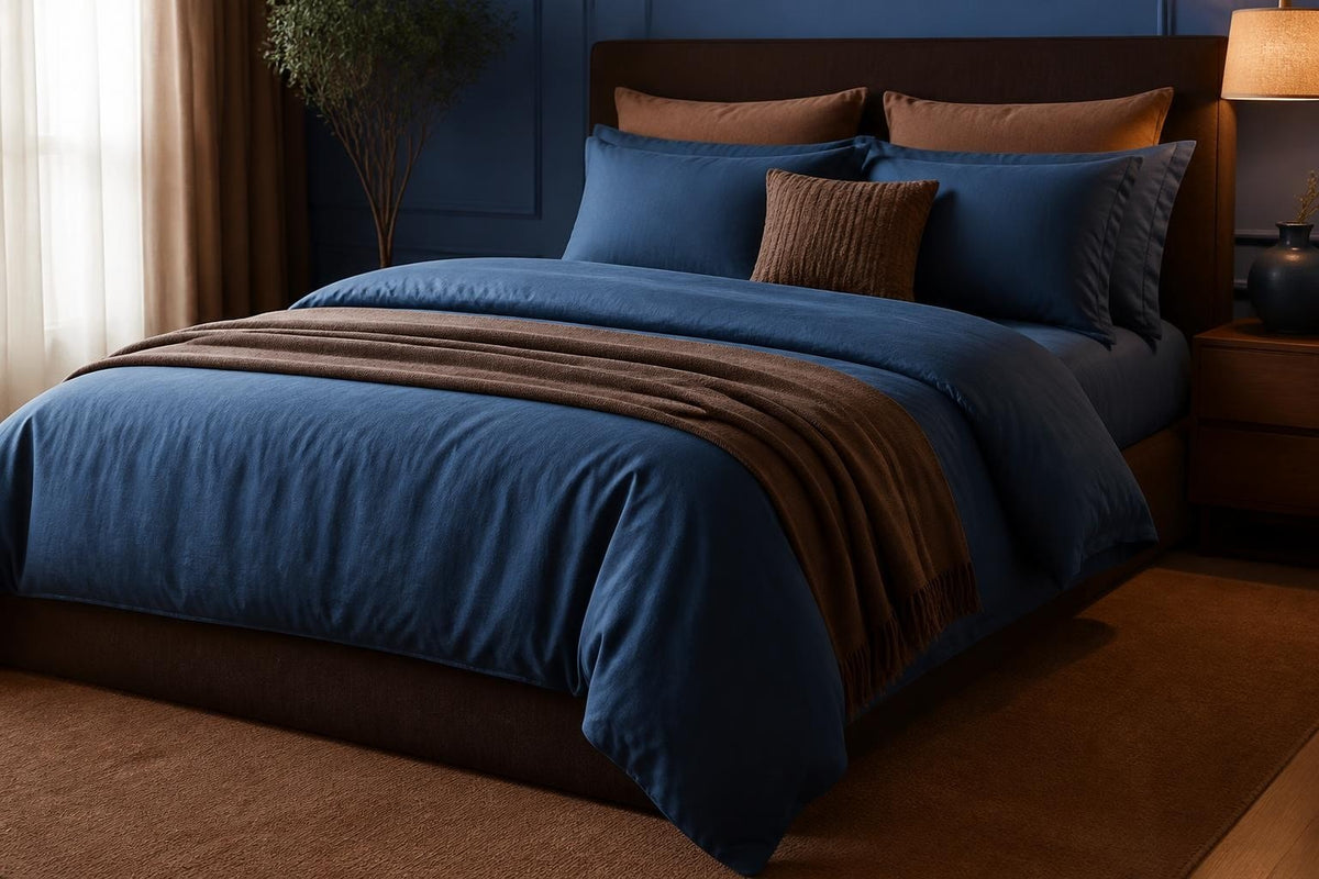 Brown and blue duvet cover: style guide for 2026