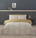 Close-up of the soft, cosy fabric of the Arches Duvet Set with a contemporary design in neutral tones
