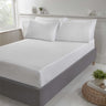 A luxurious deep-fit fitted sheet in sustainable BCI cotton with recycled polyester, designed for a 16-inch deep mattress, featuring easy-care, non-iron, soft percale fabric in eco-friendly plastic-free packaging