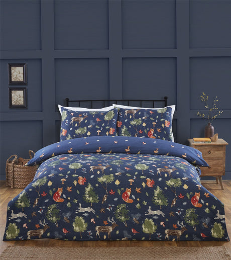 Autumn Forest Duvet Set showcasing vibrant fall leaf patterns in warm earthy tones
