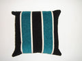 A heavyweight teal striped chenille filled cushion with a soft touch