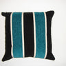 Teal striped chenille cushion showcasing soft, heavyweight fabric for comfortable lounging