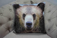 Velvet cushion with a photographic print of a wild bear, 43x43cm